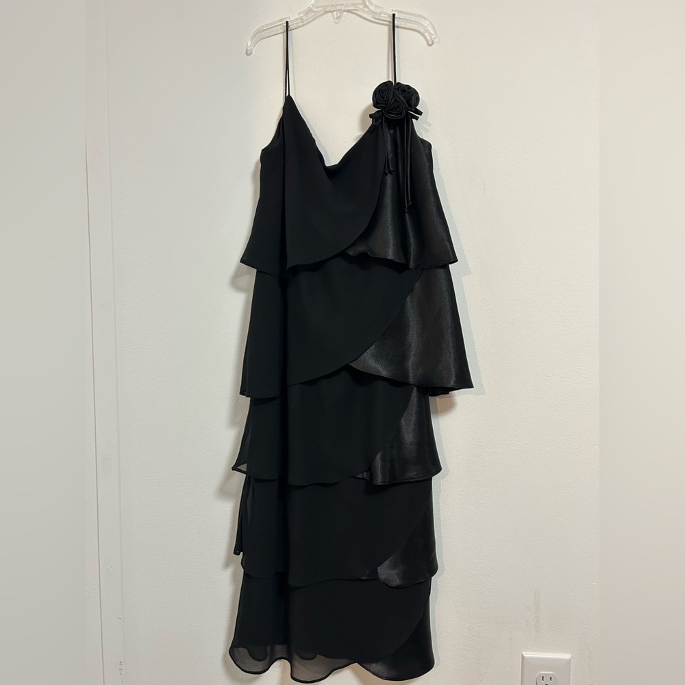 Vintage Patra Black One Shoulder Layered Dress